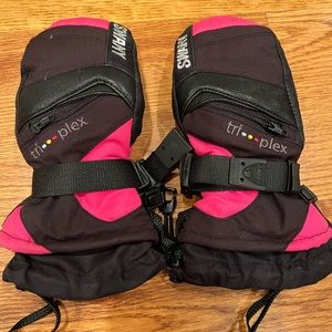 Girls Swarny Leather ski mitten- size S/M